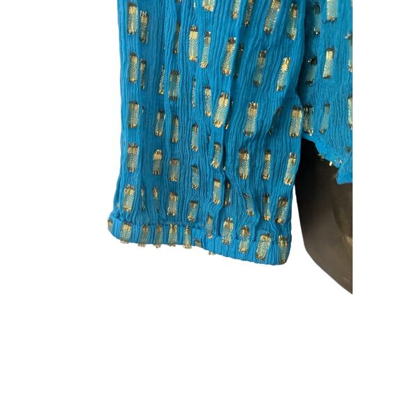 Lilly Pulitzer Sz S Silk COLBY Iris Blue with Metallic Accents Top - Picture 5 of 7